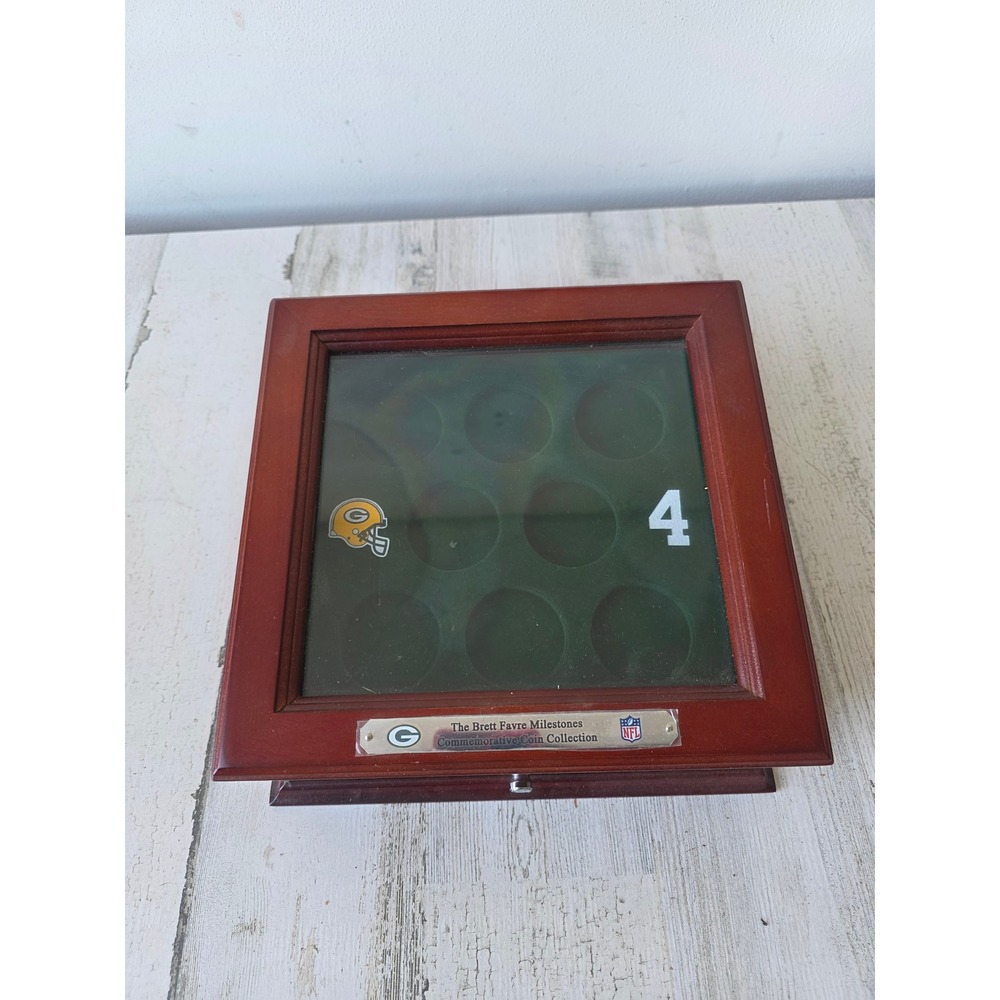 Brett favre milestones commemorative coin collection box Packers sports football
